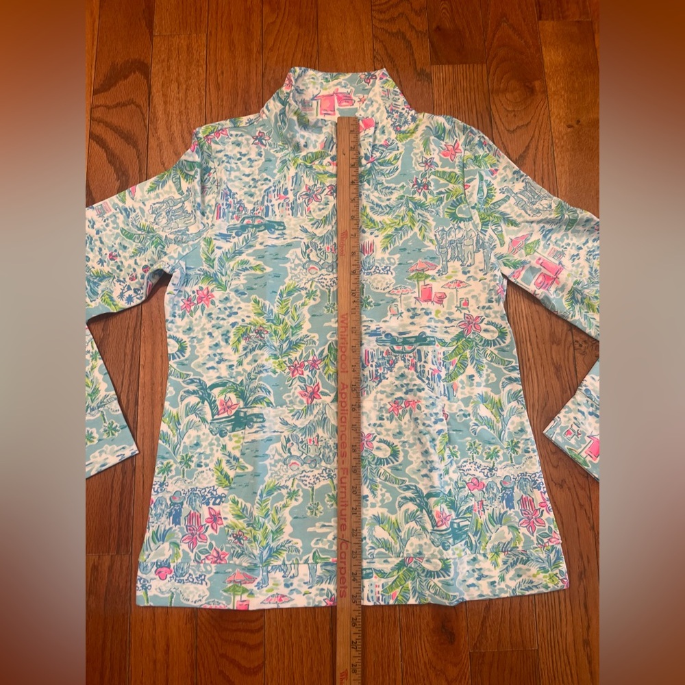 Lilly Pulitzer Popover Jacket Medium M Florida Beach Scenes Full Zip French - Picture 4 of 7